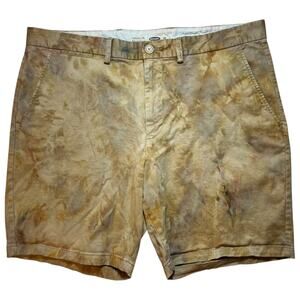 Mens Tie Dye Khaki Chino Shorts Size 38 Custom Upcycled Handmade Ice Dyed Casual